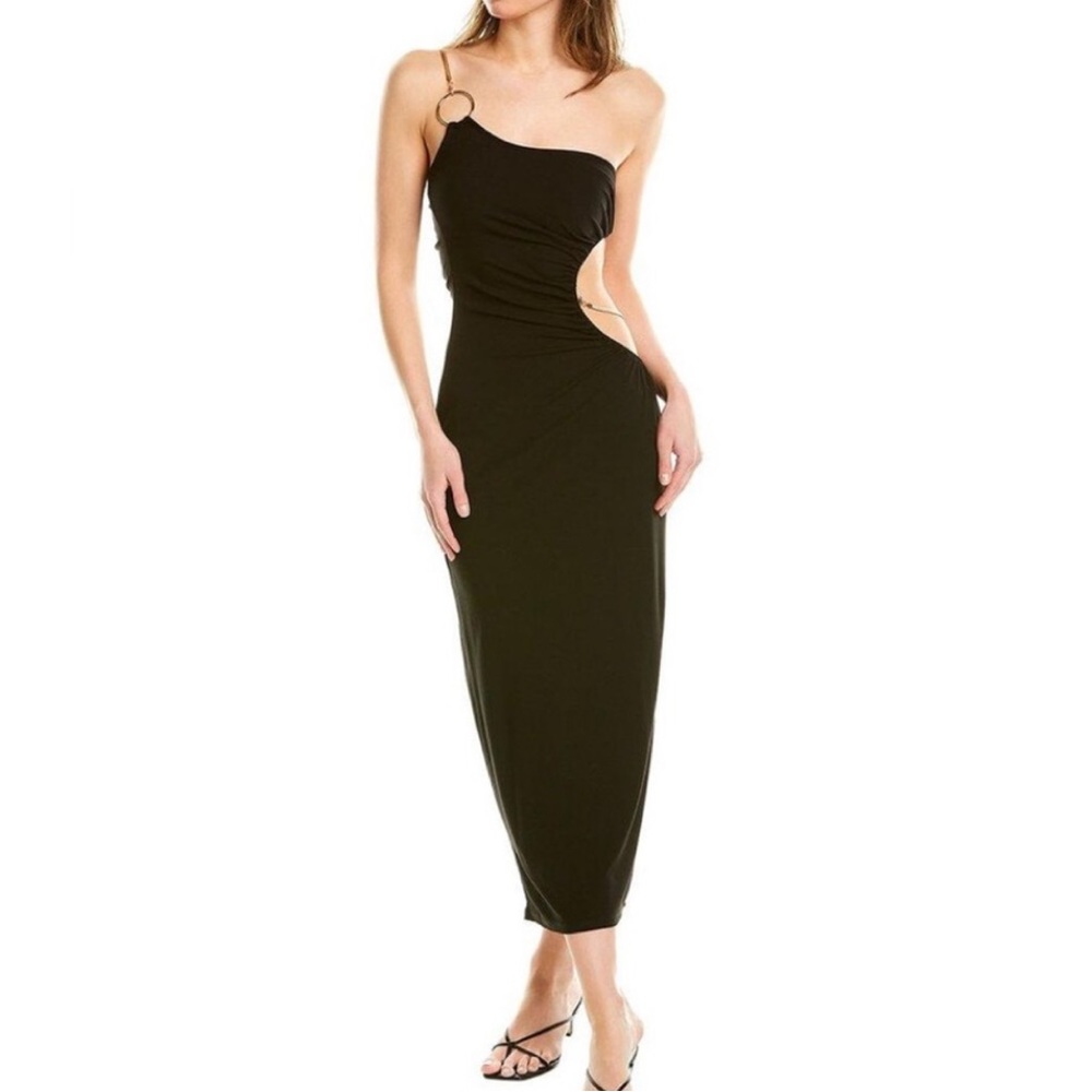 WEWOREWHAT Black Snake Chain Cut Out Maxi Dress SIZE LARGE NWT